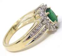Stunning Yellow Gold Emerald & Diamond Halo Ring