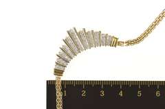 10K Yellow Gold Graduated Diamond Striped Squared Chain Necklace