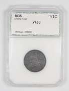 VF30 1835 Classic Head Half Cent - Graded PCI