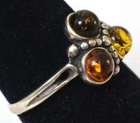 Sterling Silver & Amber Ring