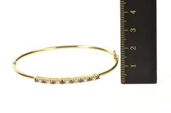 14K Yellow Gold Sapphire Diamond Inset Oval Statement Bangle Bracelet