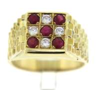 Powerful 18kt Diamond and Ruby Gent's Ring