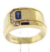 Gent's Diamond and Sapphire Yellow Gold Ring