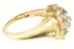 14K Yellow Gold 0.42 Ctw Classic Diamond Cluster Statement Ring