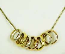 Italian Tri-Color Sterling Silver Circle Necklace