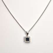 Proper Sapphire & Diamond 14K WG Pendant Necklace