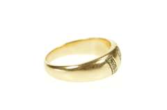 14K Yellow Gold Grooved Rounded Diamond Men's Wedding Band Ring
