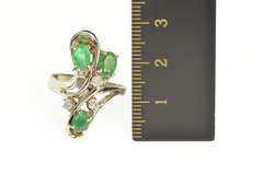14K White Gold 0.96 Ctw 1940's Emerald Diamond Cocktail Ring