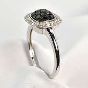 Striking White Pavé & Black Diamond 14K WG Ring