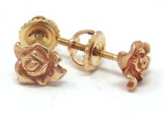 Cute Yellow Gold Rose Stud Earrings