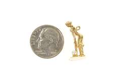 14K Yellow Gold 1960's Retro 3D Golfer Lady Pearl Charm/Pendant