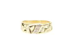 10K Yellow Gold Diamond Textured Nugget Graduated Band Ring