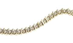 14K White Gold Diamond Inset Classic Wavy Link Tennis Bracelet
