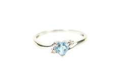 10K White Gold Heart Blue Topaz Diamond Accent Promise Ring