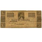 $ 5 July 3 1858 Bank Of Virginia Richmond Note