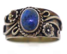 Sterling Silver Opal And Pink Saphires Ring