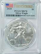 Flawless 2020 First Strike $1 Silver Eagle. PCGS MS70