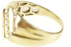 10K Yellow Gold Men's Diamond Squared Geometric Statement Ring
