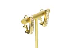 14K Yellow Gold Graduated Cubic Zirconia Squared French Clip Earrings