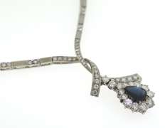 Must Have 2.25ct Pear Sapphire w Diamond Necklace