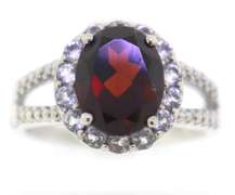 Sterling Silver Opal And Pink Saphires Ring