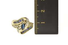 14K Yellow Gold Sapphire Diamond Bypass Engagement Ring