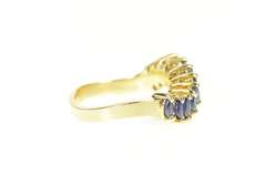 14K Yellow Gold Marquise Sapphire Wavy Statement Band Ring