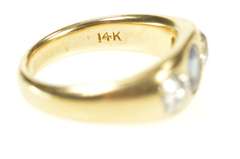 14K Yellow Gold 2.10 Ctw Victorian Sapphire Diamond Ring