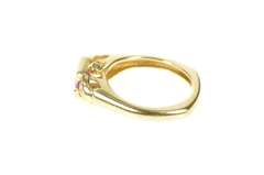 14K Yellow Gold Princess Syn. Pink Sapphire CZ Statement Ring