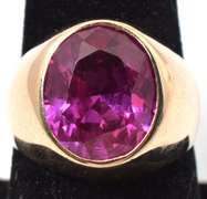 Massive Pink Sapphire Ring in Yellow Gold