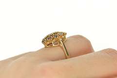 10K Yellow Gold Round Garnet Marquise Cluster Retro Cocktail Ring
