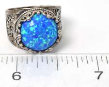 Sterling Silver Synthetic Opal Ring