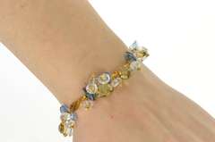 18K Yellow Gold Citrine Blue Topaz Quartz Fringe Statement Bracelet