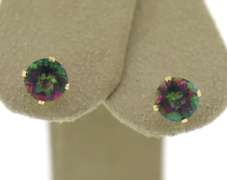 Nice Yellow Gold Mystic Topaz Stud