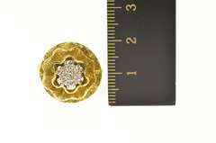 14K Yellow Gold 1950's Diamond Cluster Frilly Round Cocktail Ring