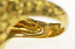 18K Yellow Gold Retro Designer Geometric Heart Statement Ring