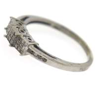 Pretty White Gold 3 Square Micro Pave Diamond Cluster Ring
