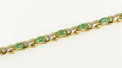14K Yellow Gold Marquise Emerald Diamond X Link Tennis Bracelet