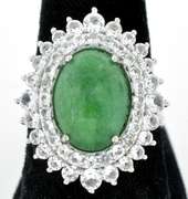 Fabulous Emerald & White Sapphire Ring in Sterling Silver