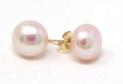 Popular 10mm Pearl Yellow Gold Earrings