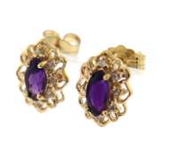 Elegant Marquise Amethyst & Diamond Accent Earrings