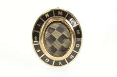 Gold Filled Victorian In Memory Woven Hair Mourning Photo Pin/Brooch