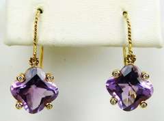 Finest 18K Large Amethyst & Diamond Drop Earrings