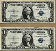 (2) Crisp Exceptional 1935A $1 Star Replacement Silver Certificates Better A Series-Consecutive!