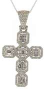 Unusual White Gold Diamond Cross Necklace