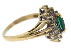 Beautiful Marquise Emerald and Diamond Ring in 14kt