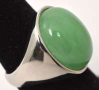 Sterling Silver Green Jade Ring