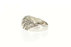 10K White Gold 0.70 Ctw Diamond Striped Statement Band Ring