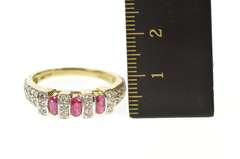 10K Yellow Gold Oval Ruby Diamond Encrusted Statement Band Ring
