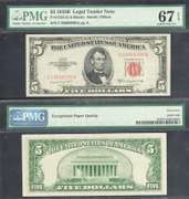$5 1953-B Fr. 1534 USN LEGAL TENDER RED SEAL PMG SUPERB GEM UNC 67 EPQ